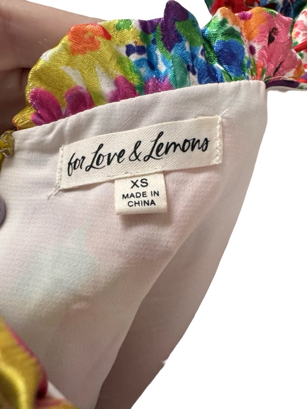For Love & Lemons Merrill Puff Sleeve Mini Dress XS Floral Bow Front Cottagecore - Picture 3 of 12